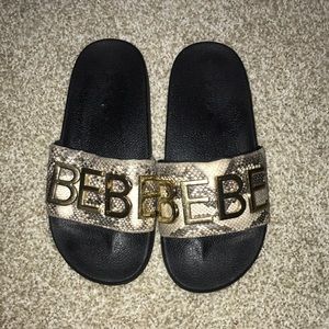 Bebe Snakeskin Slides